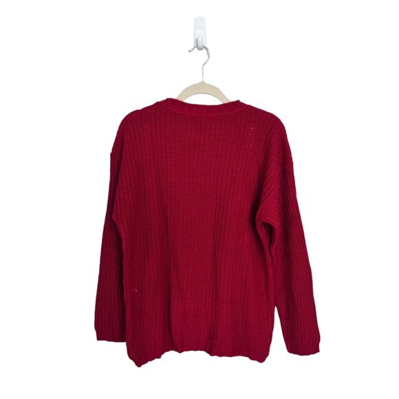 Bobbi Brooks vintage knit sweater bright red‎ ribbed cuff size L - Picture 2 of 5